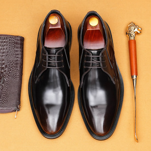 Men's lace-up <b>shoes</b> - genuine leather business formal <b>shoes</b> - British style office wedding <b>shoes</b> - Product Image 1