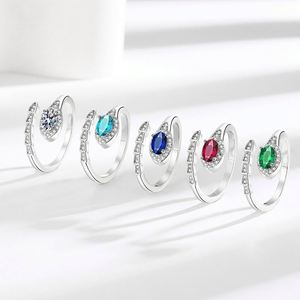 Fashion Jewelry <b>Adjustable</b> White Blue Cz Zircon Opening <b>Ring</b> <b>Silver</b> Plated Snake Shape <b>Ring</b> for Women - Product Image 3