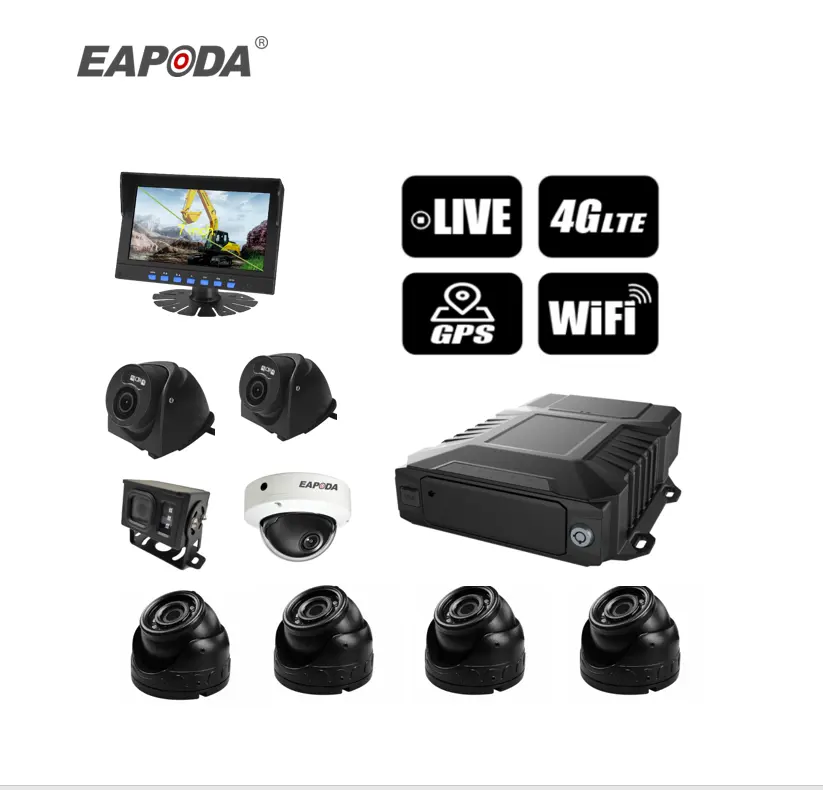 H.265 H.264 4 Kanaals 8ch Mdvr Ssd Hdd Live Stream Blackbox Mobiele Dvr Recorder Scherm 3G 4G Wifi Gps Vrachtwagen Bus Camera Dvr Mdvr