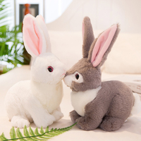Peluche Lapin Mignon avec Grandes Oreilles, Poitrine Blanche, Jouet Lapin Assis pour Chambre d'Enfant, Décoration Maison, Collection Vente au Détail