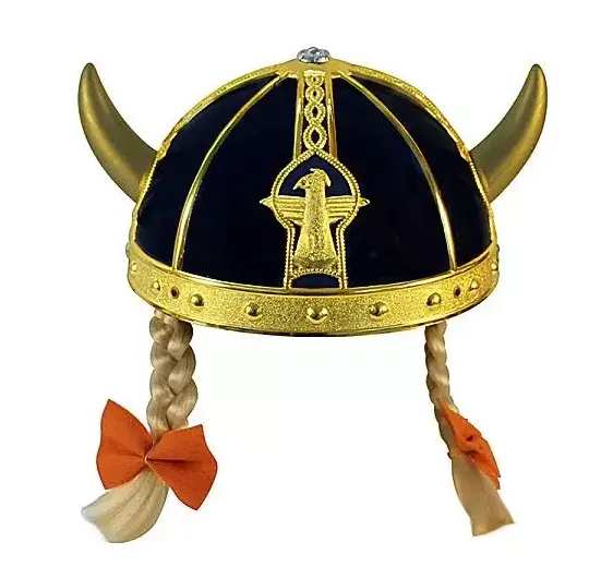 Black Shield Maid Viking Helmet With Braids & Ribbons