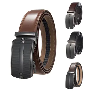 Cinturón de trinquete de cuero para hombre con hebilla personalizada de alta calidad al por mayor