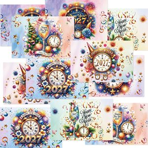Vente en gros de cartes de vœux du Nouvel An 2027, lot de 12, cartes de vœux du Nouvel An en <span class=keywords><strong>aquarelle</strong></span>, cartes d'invitation pour le réveillon du Nouvel An, cadeau de fête - Product Image 1