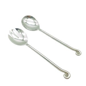 Set di forchetta e cucchiaio da 28cm con Server fatto a mano a spirale in acciaio inossidabile 18-10 - Product Image 1