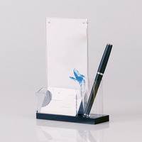 Présentoir de bureau en acrylique multifonctionnel pour cartes de visite, cartes A4/A5, stylos et rangement de cure-dents