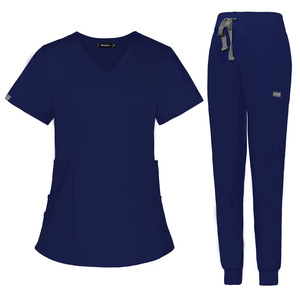 Anti-rides unisexe STRETCH hôpital médical personnel survêtement gommage ensemble col en v haut hommes femmes survêtement infirmière uniformes ensembles - Product Image 3