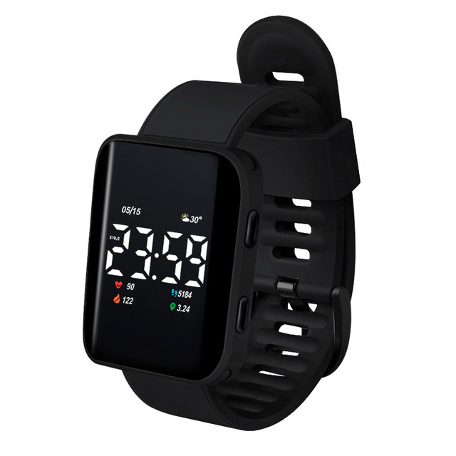 2026 Factory Hot-selling New Outdoor Sporty Unique Rectangle Design LED Digital Electronic Watch Middle School Students Kids