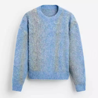 Pull d'hiver unisexe à double boutonnage Pull en mohair tricoté chaud à la mode avec col rond en coton respirant-Style pour hommes