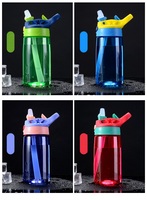 Botella de agua de plástico para niños, botella portátil duradera ecológica de 480ml para deportes al aire libre