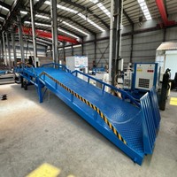 Plateforme de déchargement de conteneurs à réglage de hauteur de pente, modèle LS DCQY, dimensions de table 11400x2100x1100MM, bleu, hydraulique manuel