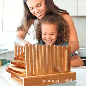 Junru Bamboo <b>Bread</b> Slicer Adjustable Slicing Board For Baking Kitchen Tool - Product Image 1