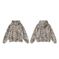 Sweat à capuche zippé camouflage Y2K pour la chasse et les activités de plein air, tactique, avec impression par transfert thermique motif Real Tree, unisexe, poche plaquée, vente en gros, personnalisable, en vrac