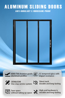 Portes coulissantes en alliage d'aluminium insonorisées et étanches de style postmoderne pour chambre, cuisine, salon, extérieur et supermarché
