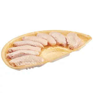 Semicircle Wood grain film Blister CT PP tray Disposable fanned shape Frozen Beef Lamb Meat Plastic Food tray
