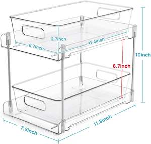 Organisateur de rangement de salle de bain à 2 niveaux en plastique transparent, écologique et durable, pour sous-évier ou comptoir de vanité, double capacité de rangement - Product Image 6