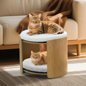 Lit surélevé pour chats d'intérieur, arbre à chat à 2 niveaux avec tapis en peluche ultra doux et plus épais - Product Image 1