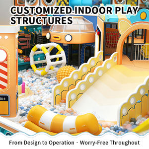 Детская игровая площадка в винтажном стиле с горкой, бассейном с шариками и скалодромом для развлекательного центра - Product Image 4