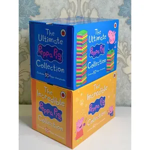 Whole 50 pcs/set High Quality Pig Books Blue and Yellow Gift Box Books for Children