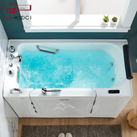 Baignoire autoportante en acrylique avec siège et douche intégrée, massage par air, blanche, pour hôtels et villas, robinet inclus