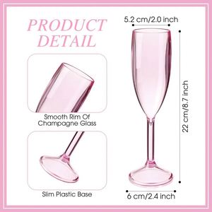 5.4oz Light Pink Acrylic Champagne Flutes Shatterproof Plastic Wine <b>Glasses</b> Reusable Flutes for Wedding Party Mimosa Bar - Product Image 2