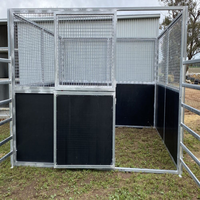 Nouvelles écuries/abris portables pour chevaux de 3,6 m et 4 m, conformes aux normes du marché australien, en acier au carbone, capacité 2 chevaux, porte coulissante/portes de grange, noires
