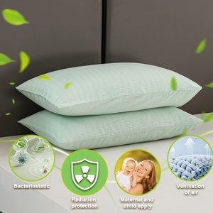 Taie d'oreiller rectangulaire en coton 95% et fibre d'argent pure à 5%, avec cordon de mise à la terre brodé, pour un sommeil naturel et une mise à la terre optimale à la maison - Product Image 1