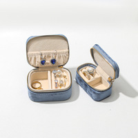 Boîte à bijoux portable en velours pour voyage, étui pour bagues, colliers et boucles d'oreilles, mini organisateur de bijoux, pochette à fermeture éclair