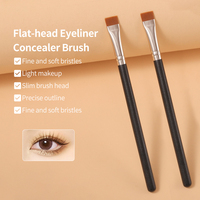 Kuas rias alis hitam halus kuas Makeup tunggal Foundation datar kuas Concealer rias alis datar artis