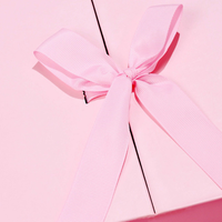 Boîte à bijoux rose de luxe gaufrée, écologique, pour cadeaux d'anniversaire, avec ruban magnétique pliable et nœud, en carton rigide pliable