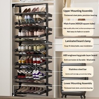 UZIA-17 Étagère à chaussures rotative, rétractable et pliable en métal, antidérapante, hauteur réglable, style luxe léger, gain de place, grande capacité