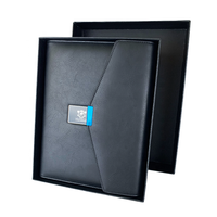 Nouveau coffret cadeau d'affaires carnet de notes Logo LED personnalisé Couverture en cuir PU Power Bank Carnet à feuilles mobiles dans une boîte coffret cadeau