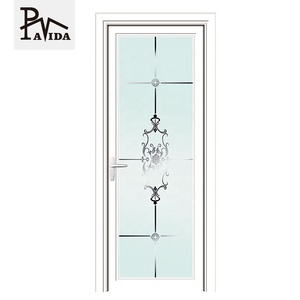Nouvelle <span class=keywords><strong>porte</strong></span> <span class=keywords><strong>intérieure</strong></span> battante en verre trempé en aluminium à cadre étroit de conception simple pour les toilettes - Product Image 6