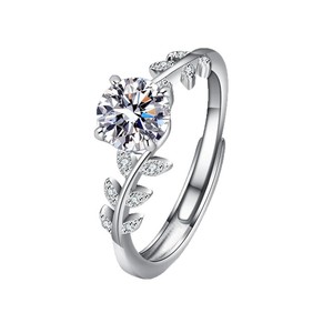 Bague ajustable pour femme en argent sterling S925 avec moissanite, sertie à griffes, design niche Déesse <span class=keywords><strong>Laurier</strong></span>, électroplaquée, vente en gros sur stock - Product Image 1