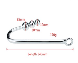 Gancho <span class=keywords><strong>Anal</strong></span> Metálico de Acero Inoxidable con 3 Bolas y Lazo de Restricción, Juguete Sexual - Product Image 5