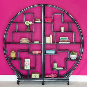Libreria Vintage Industriale in Stile Cinese Antico, <span class=keywords><strong>Scaffale</strong></span> <span class=keywords><strong>Rotondo</strong></span> in Legno Massiccio - Product Image 4