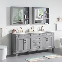 Prix abordable personnalisé style moderne européen double vasque design salle de bain vanités ensemble armoire de toilette pour hôtel maison