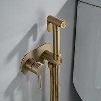 Kit de pulvérisation de bidet de mélangeur de pulvérisateur de bidet, ensemble de douche musulman d'or brossé rond Shattaf, toilette de Shattaf de pulvérisateur tenu dans la main de bidet en laiton