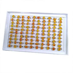 2026 Direktverkauf ab Werk Bernstein-Edelstein-Legierungsringe Damen-Handschmuck Außenhandel Grenzüberschreitender Export - Product Image 5