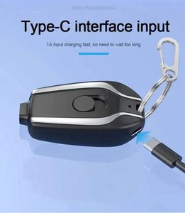 X325-1 Ultra Slim Keychain 1500mAh Type-C <b>USB</b> Portable Outdoor Emergency Charger with Quick Charge 10W Output - Product Image 2