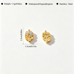 Grosir Liontin Bunga Daisy Warna-warni Enamel Stainless Steel <span class=keywords><strong>2.3</strong></span>*1.3cm, Aksesoris Perhiasan DIY - Product Image 5