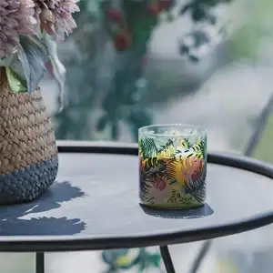 Yeni tasarım özelleştirmek boyutu boş makine yapımı çiçek pişirme şeffaf bardaklı mum kavanoz