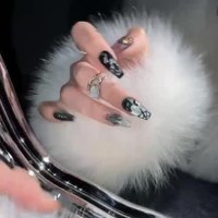 Conception #1296 Halloween pur fait à la main Unique 3D gothique crâne métal citrouille 10 pièces presse sur ongles personnalisé rouge foncé Festival Nail Art