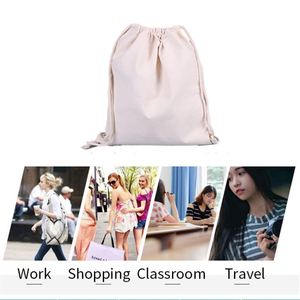 2025 <b>Canvas</b> Drawstring Bag Promotion <b>Large</b> Capacity <b>Plain</b> Cotton Drawstring Bag Backpack for Outdoor - Product Image 6
