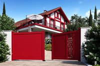 Puertas de entrada de aluminio automáticas de doble oscilación Puerta de enrejado de esgrima de seguridad negra para Villa