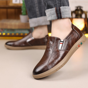 Mocasines de cuero gris con suela suave y sin cordones, zapatos informales para hombre, estilo británico, cómodos para el uso diario - Product Image 2