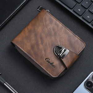 <span class=keywords><strong>2025</strong></span> New Antique thiết kế chất lượng tốt phong cách ngắn PU Leather dây kéo ví cho nam giới, nam Coin Purse chủ thẻ trường hợp - Product Image 1