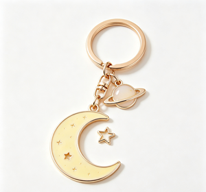 Llavero de Metal Esmaltado con Diseño de Planeta Lunar, Acabado Suave, Recuerdo Decorativo, Regalo - Product Image 1