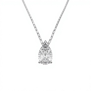 จี้เพชรทรงลูกแพร์เพาะเลี้ยงในห้องปฏิบัติการ ทองคำขาว 14K พร้อมใบรับรอง IGI ดีไซน์ทันสมัย เหมาะสำหรับทั้งชายและหญิง ใช้ในงานหมั้น งานแต่งงาน และงานเลี้ยง - Product Image 1
