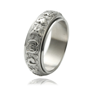Titanium Steel Rotating <b>Ring</b> With Letter Pattern Unisex Fashion Jewelry Silver Color 23019 - Product Image 1