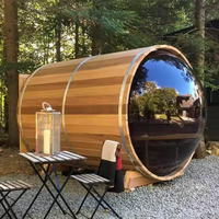 Harga Pabrik Sauna Uap Kering Luar Ruangan untuk 4 Orang Desain Kubus Persegi dari Kayu Solid Cedar Merah dengan Pemanas Listrik